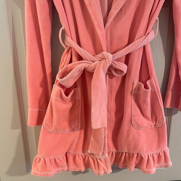 Juicy Couture babydoll robe - Women's Size Small Peach Pink Velour hooded - Picture 3 of 6
